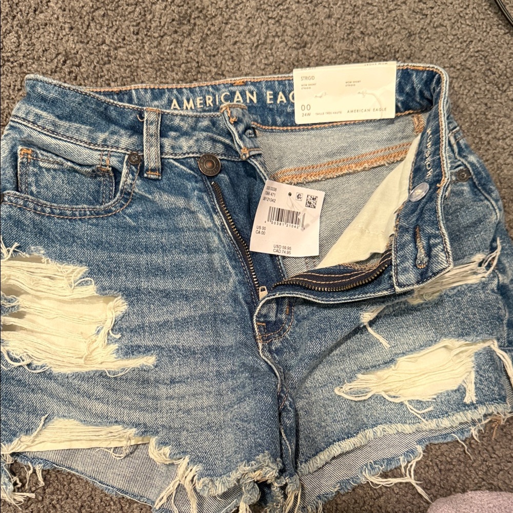 American Eagle Outfitters Distressed Light Blue Denim Shorts